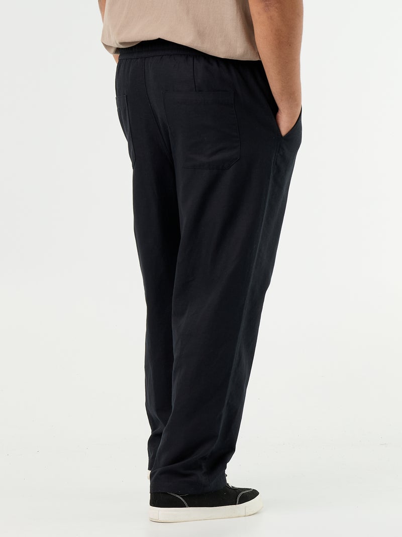 Broek van linnenmix Zwart - Kiabi
