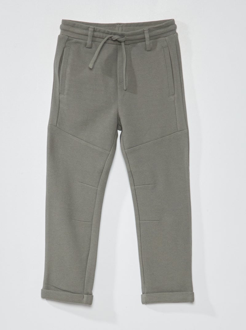 Broek van piquékatoen - Comfortabel model grijs groen - Kiabi