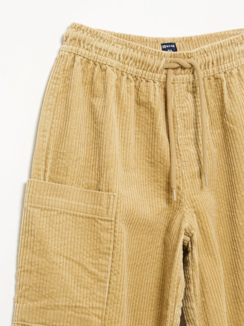 Broek van ribfluweel Biege - Kiabi