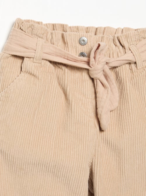 Broek van ribfluweel met inbegrepen riem - Kiabi