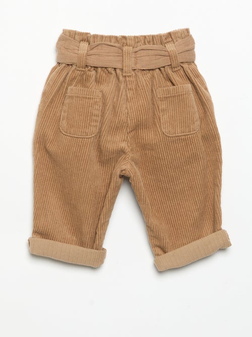 Broek van ribfluweel met inbegrepen riem - Kiabi