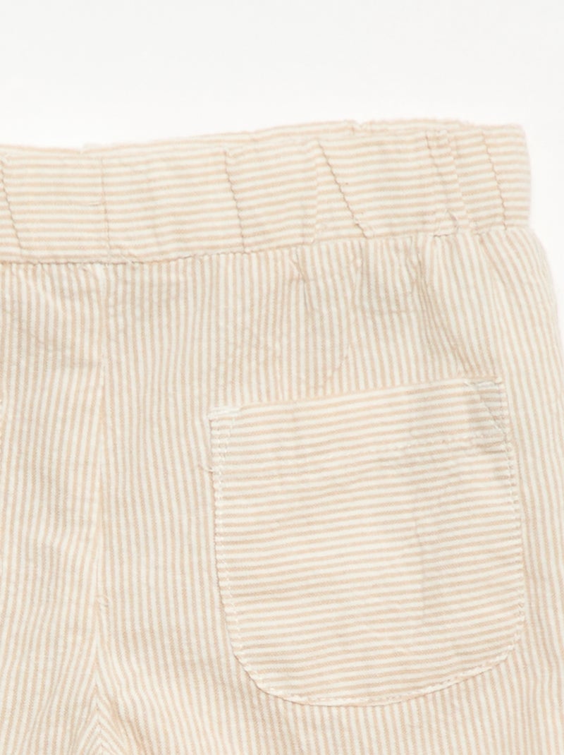 Broek van ribgebreide stof met elastische taille Biege - Kiabi