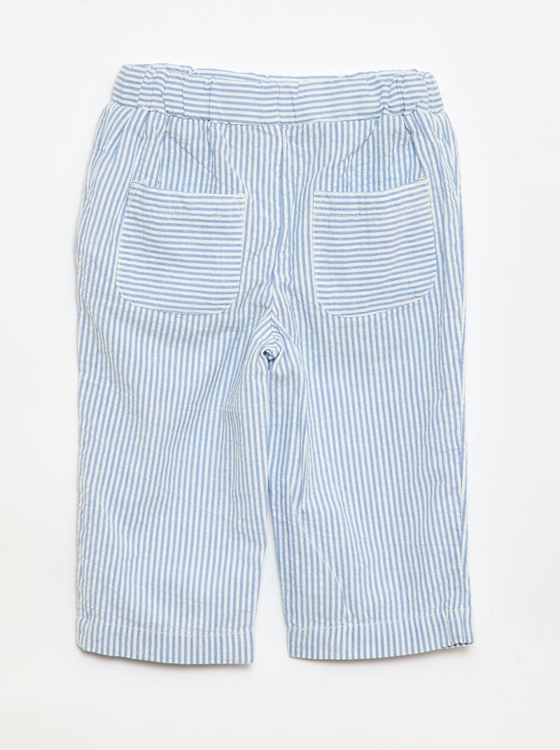 Broek van ribgebreide stof met elastische taille Blauw - Kiabi