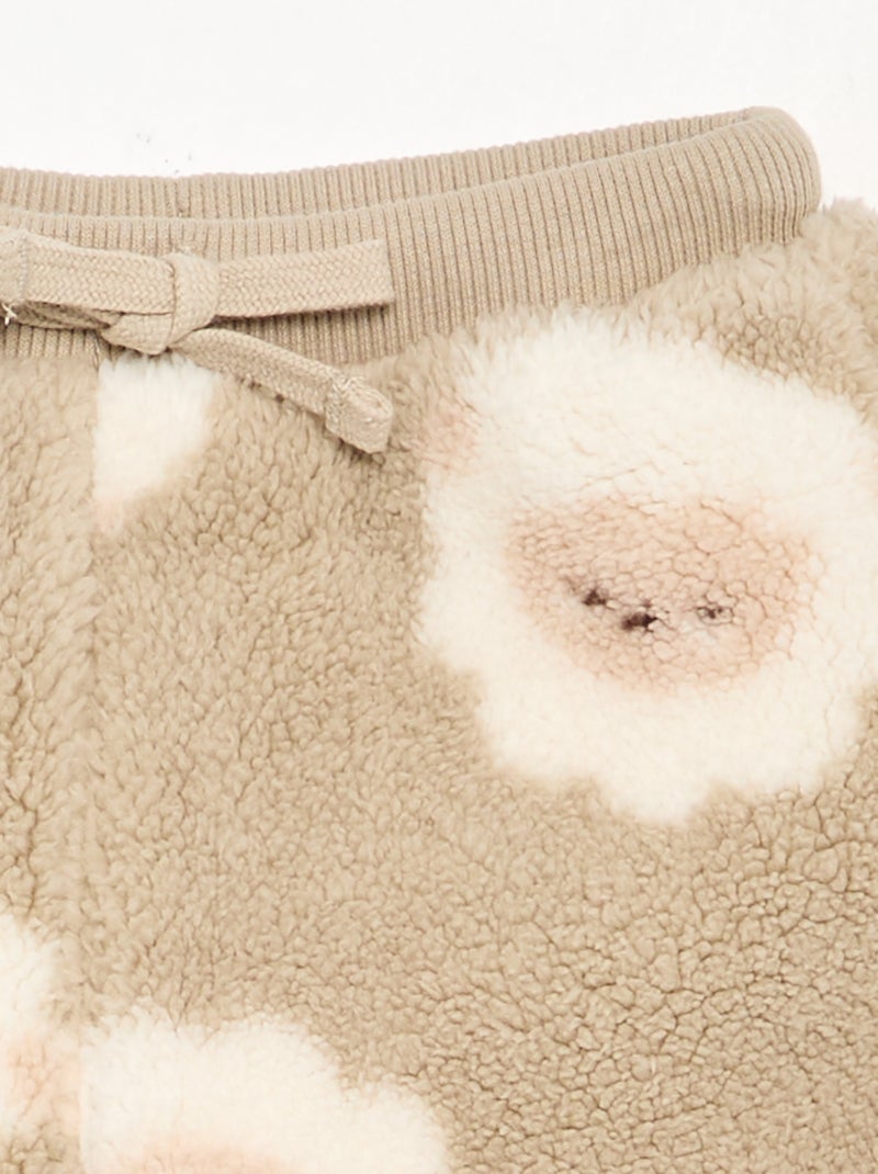 Broek van stof met schapenvachteffect Biege - Kiabi