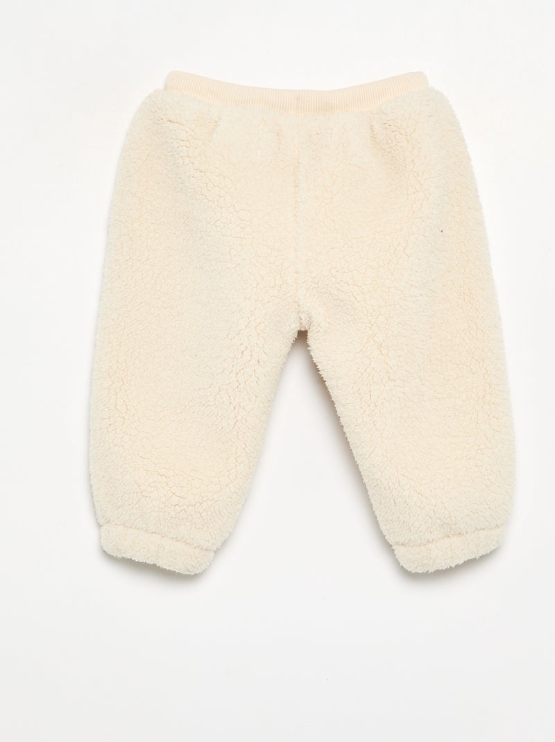Broek van stof met schapenvachteffect Biege - Kiabi