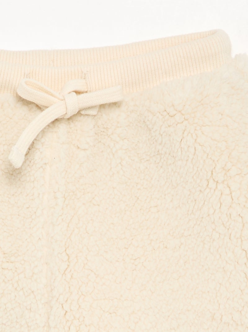 Broek van stof met schapenvachteffect Biege - Kiabi