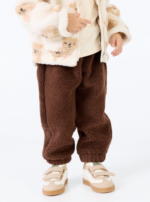 Broek van stof met schapenvachteffect - Kiabi