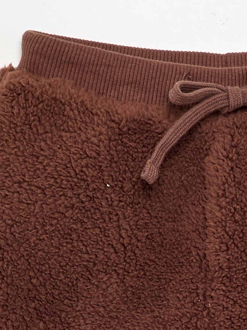 Broek van stof met schapenvachteffect Bruin - Kiabi