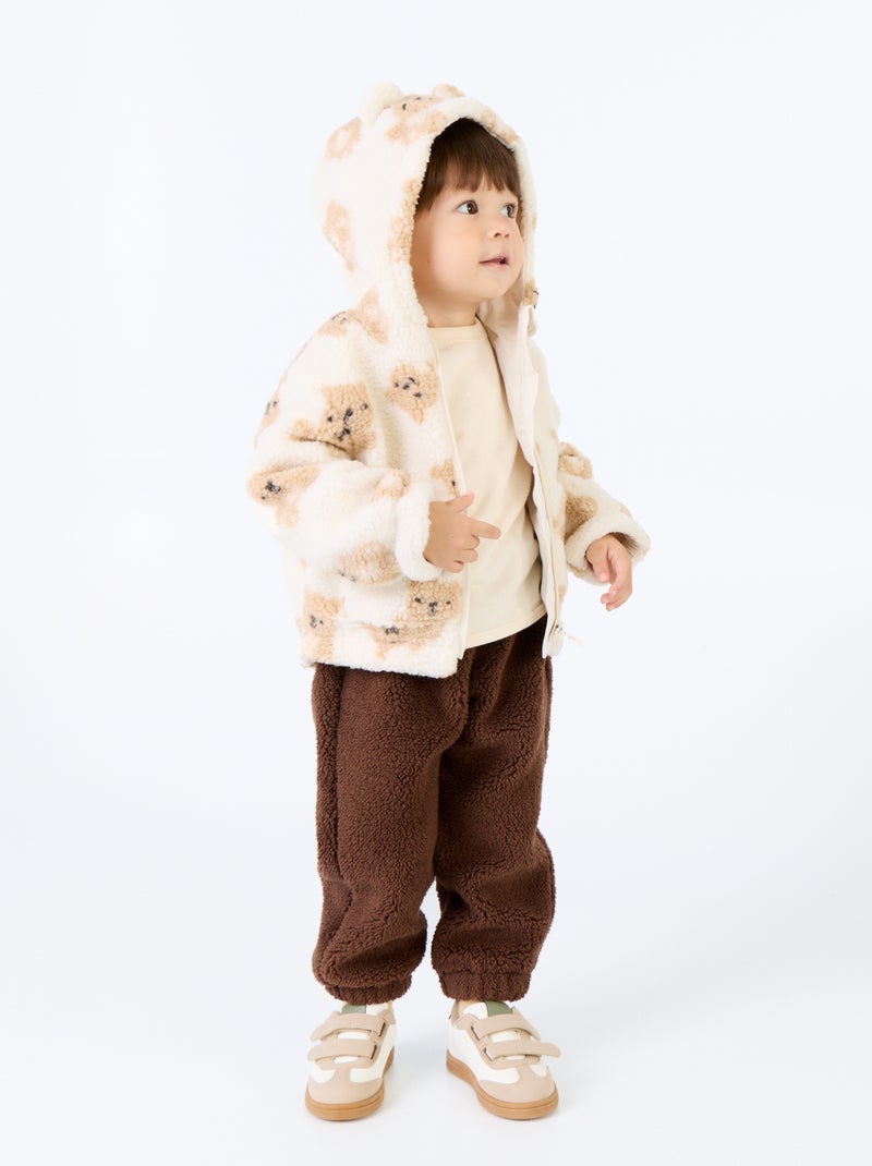 Broek van stof met schapenvachteffect Bruin - Kiabi