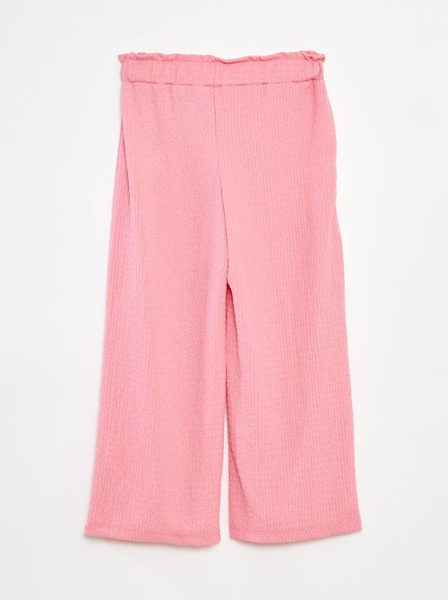 Broek van tricot met wafeltextuur en motiefje - Kiabi