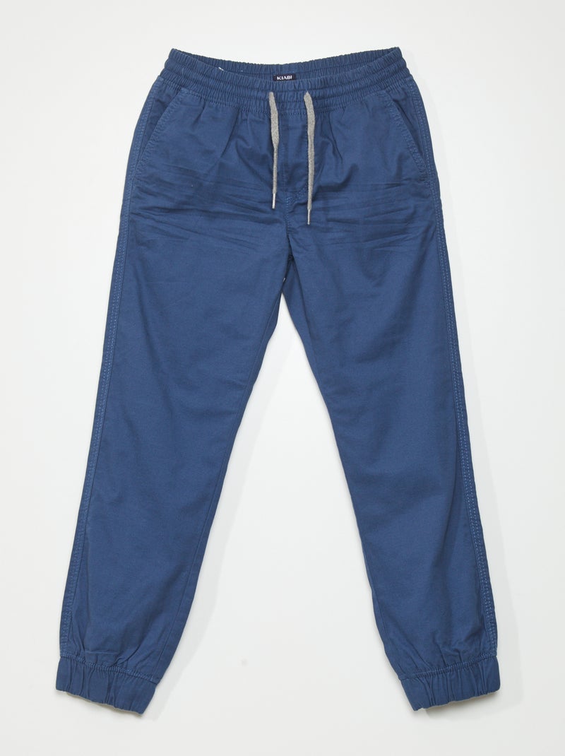 Broek van twill in joggingstijl donkerblauw - Kiabi
