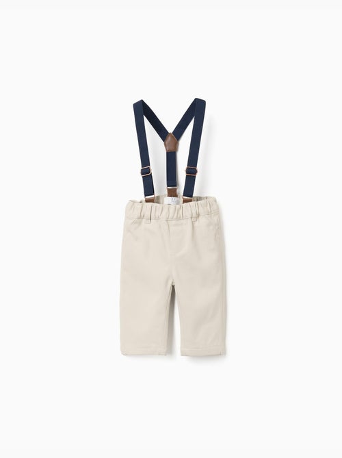Broek van twill met afneembare bretels - Kiabi
