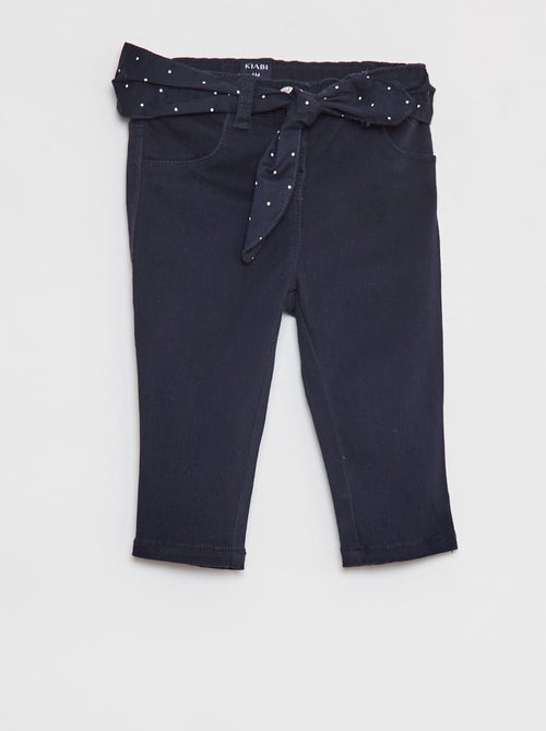 Broek van twill met ceintuur van katoenvoile - Kiabi