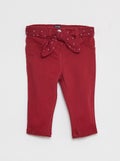 Broek van twill met ceintuur van katoenvoile ROOD - Kiabi