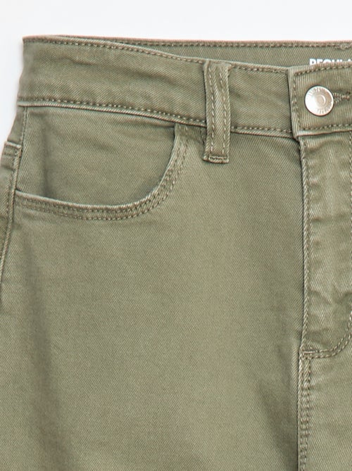 Broek van twill met drukknoopsluiting Comfortabel model - Kiabi