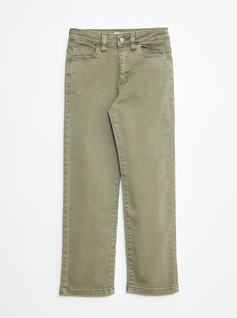 Broek van twill met drukknoopsluiting Groen - Kiabi