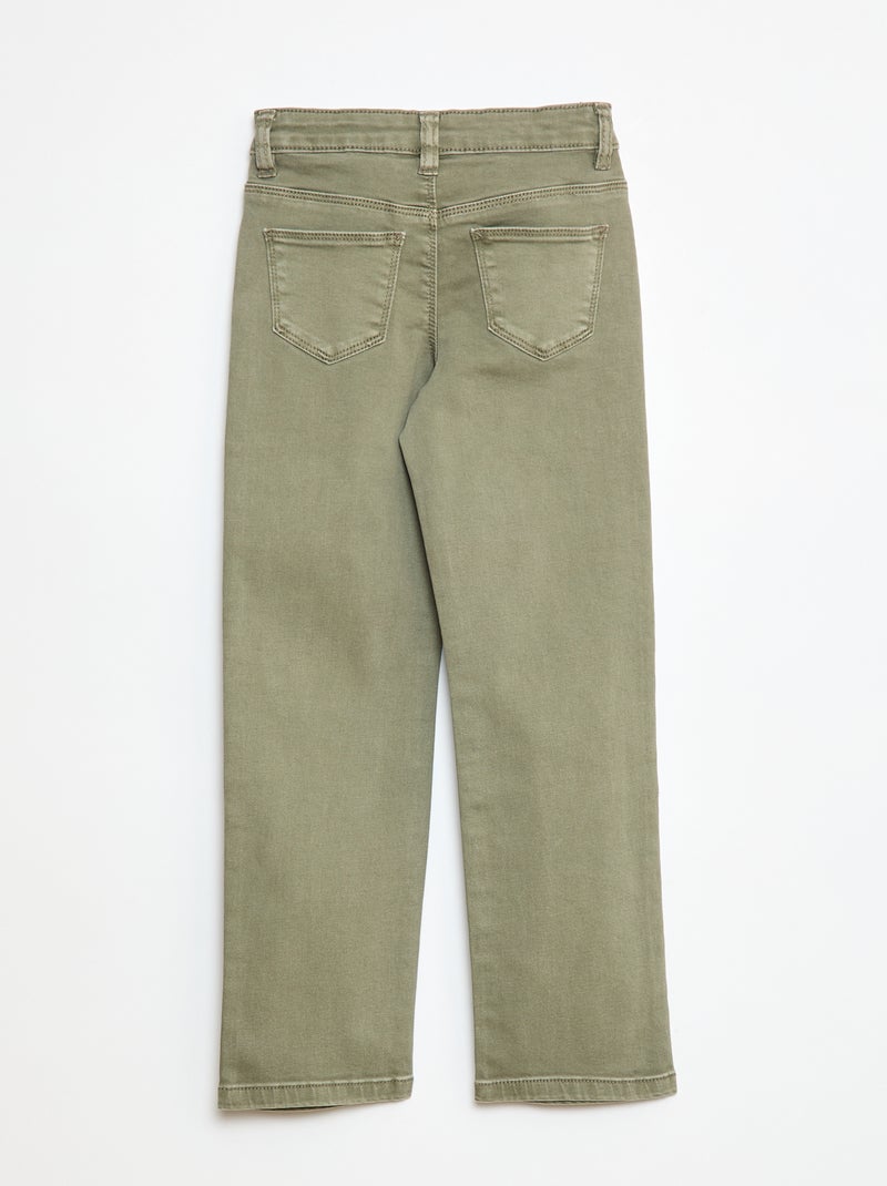 Broek van twill met drukknoopsluiting Groen - Kiabi
