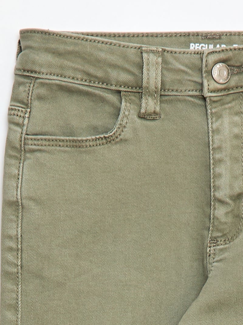 Broek van twill met drukknoopsluiting Groen - Kiabi