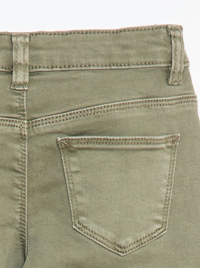 Broek van twill met drukknoopsluiting Groen - Kiabi