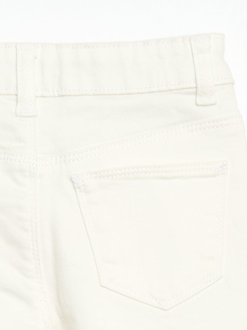 Broek van twill met drukknoopsluiting Wit - Kiabi