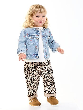 Broek van twill met luipaardprint