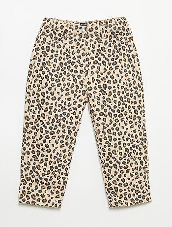 Broek van twill met luipaardprint