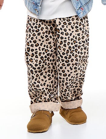 Broek van twill met luipaardprint