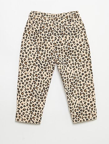 Broek van twill met luipaardprint