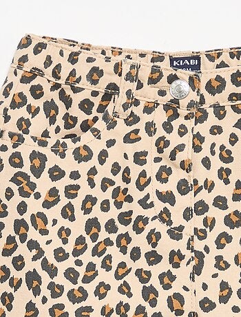 Broek van twill met luipaardprint