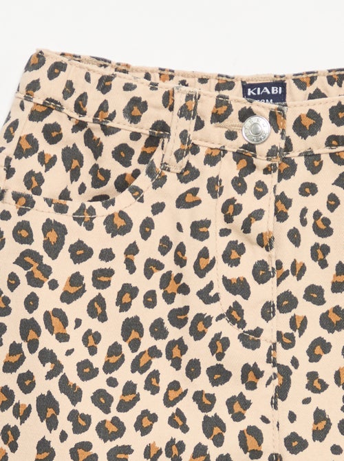 Broek van twill met luipaardprint - Kiabi