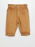 Broek van twill met paperbagtaille BIEGE - Kiabi