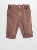 Broek van twill met paperbagtaille PAARS - Kiabi