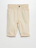 Broek van twill met paperbagtaille WIT - Kiabi