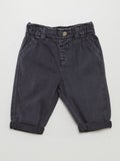 Broek van twill met paperbagtaille zwart - Kiabi