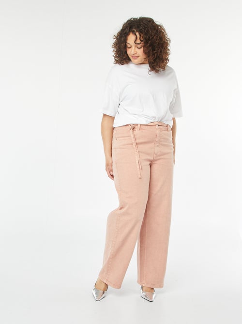 Broek van twill met smalle strikceintuur - Kiabi