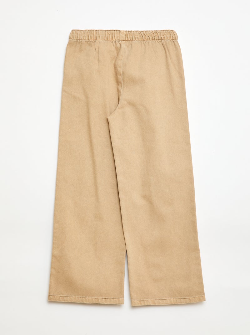 Broek van twill met trekkoordjes Biege - Kiabi