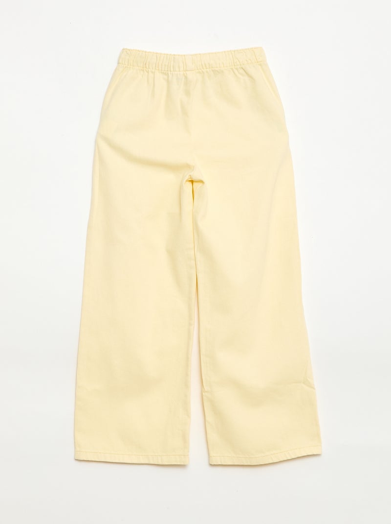Broek van twill met trekkoordjes Geel - Kiabi