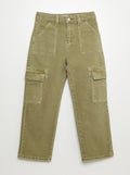 Broek van twill met zakken - Comfortabel model groen - Kiabi