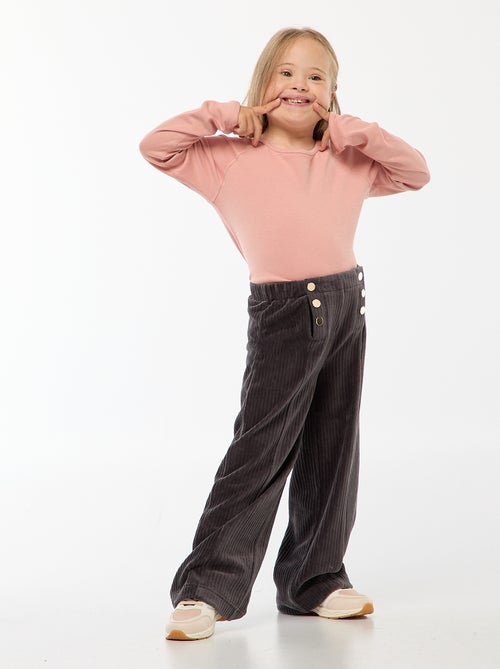 Broek van velours met dubbele drukknoopsluiting So Easy - Kiabi
