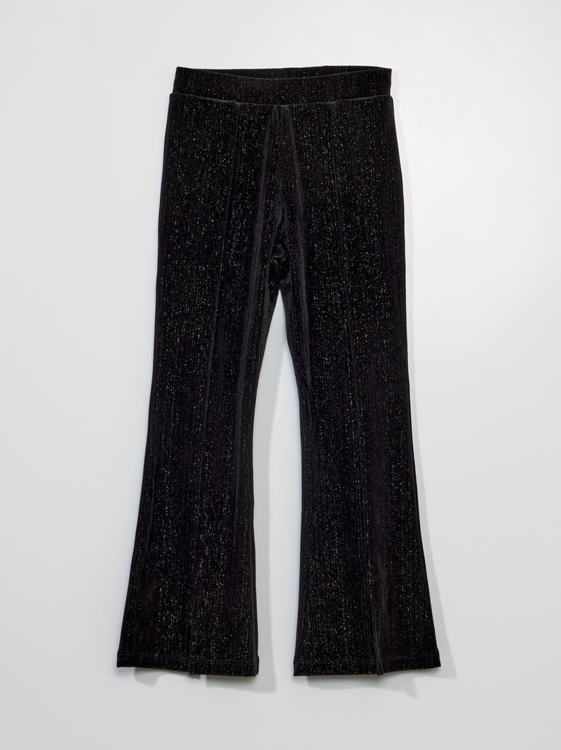 Broek van velours met glansdraad ZWART - Kiabi