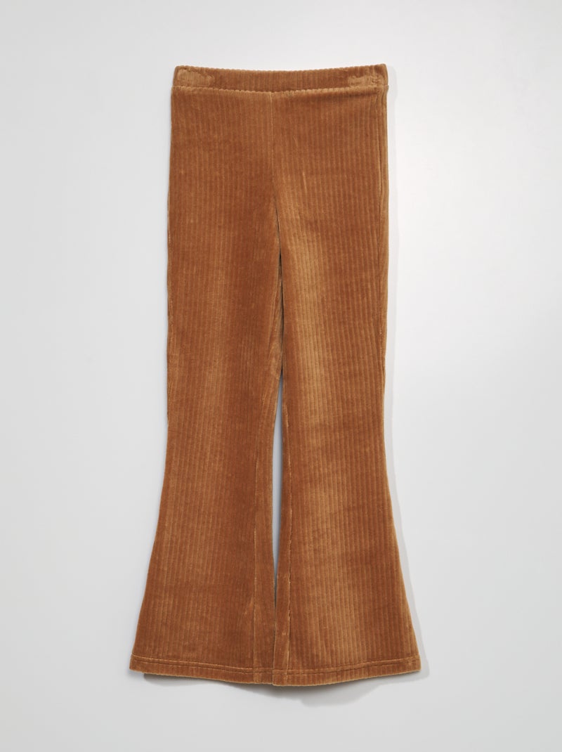 Broek van velours met wijd uitlopende pijpen - BRUIN - Kiabi