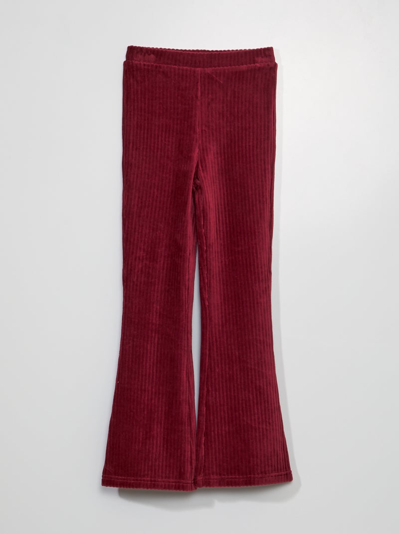 Broek van velours met wijd uitlopende pijpen - ROOD - Kiabi
