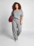 Broek van zacht tricot GRIJS - Kiabi
