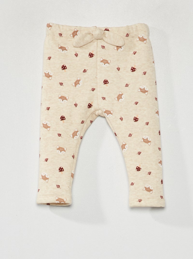 Broekje van joggingstof met print - Altijd superwarm BIEGE - Kiabi