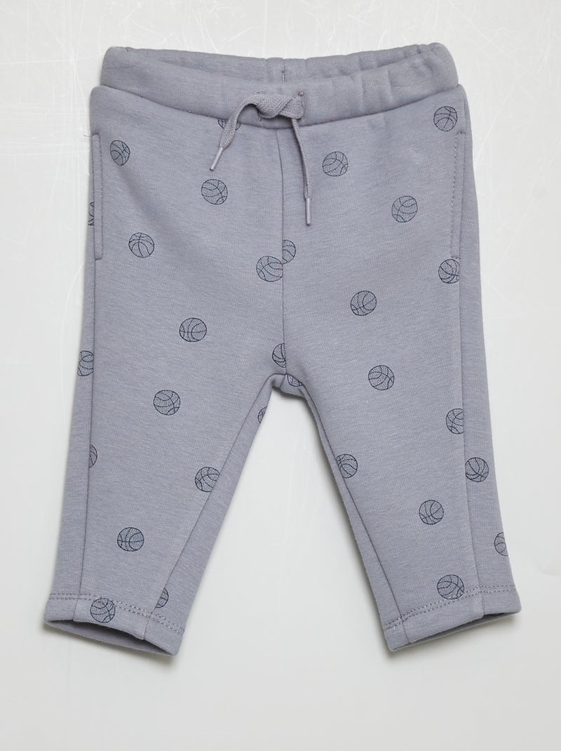 Broekje van joggingstof met print GRIJS - Kiabi