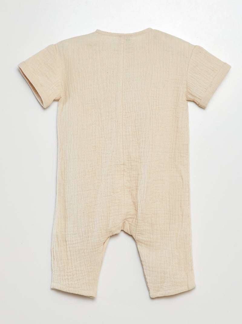 Broekpakje van zachte, luchtige katoen met geborduurde ganzen WIT - Kiabi