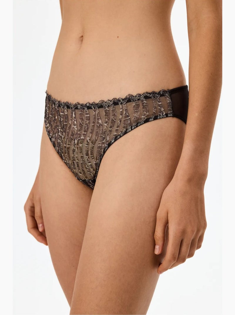 Broiderie slip met slangenprint penti Zwart - Kiabi