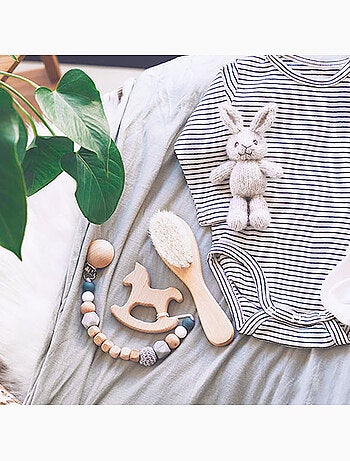 Brosse à cheveux bébé poils de chèvre manche bois