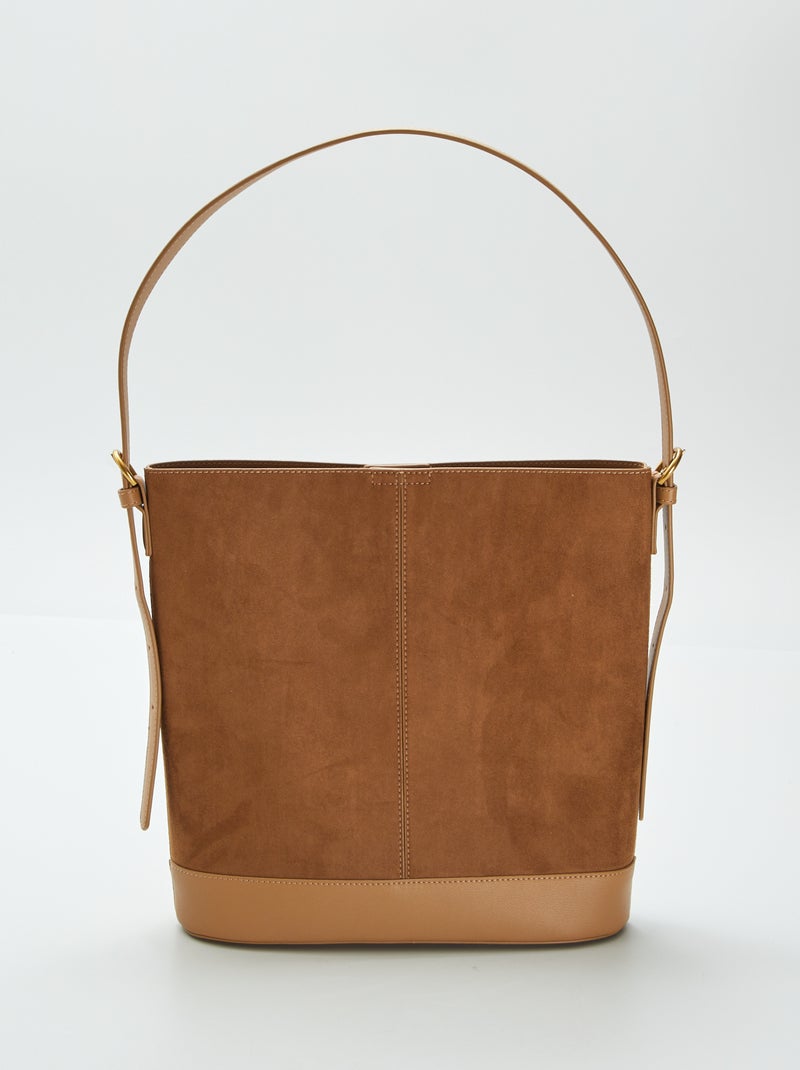 Bucket bag uit twee materialen BRUIN - Kiabi