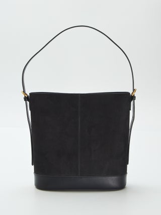 Bucket bag uit twee materialen